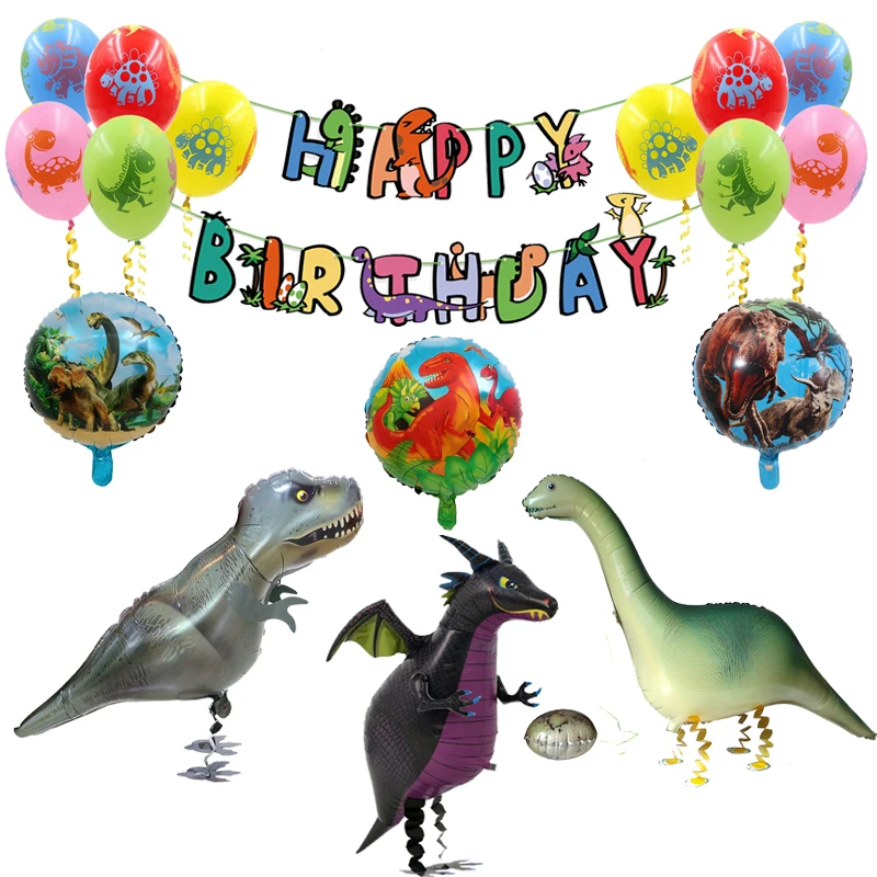Воздушные шары в виде динозавров баннер на день рождения стиле Юрского периода