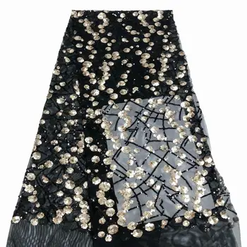 

New French Nigerian sequins net tulle mesh Swiss lace fabric for dress 5yards/lot FR912