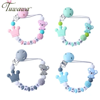 

New DIY Cartoon Cute Koala Silicone Pattern Personalized Baby Pacifier Clips Chain BPA Free Child Holder Gift