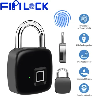 

Fipilock Rechargeable Smart Lock Keyless Fingerprint Lock IP66 Waterproof Anti-Theft Security Padlock Door Luggage Case Lock