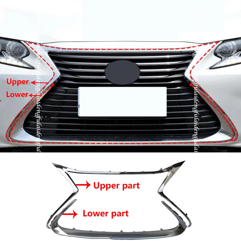 1pcs For Lexus Es350 Es300h 20152017 Abs Chrome Front Bumper Mesh Grill Grille Trim Molding Car