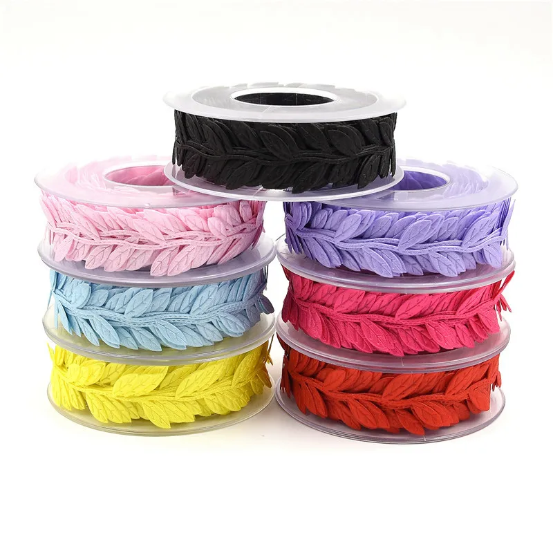 Leaf Lace Ribbon Wrap Gift Boxs Tree Leaf Ribbons Packaging DIY Party Wedding Handmade Decorations 5m/15m 2.5cm C2456, ribbon decoration,ribbon supplies,wrapping ribbon,lace trim ribbon