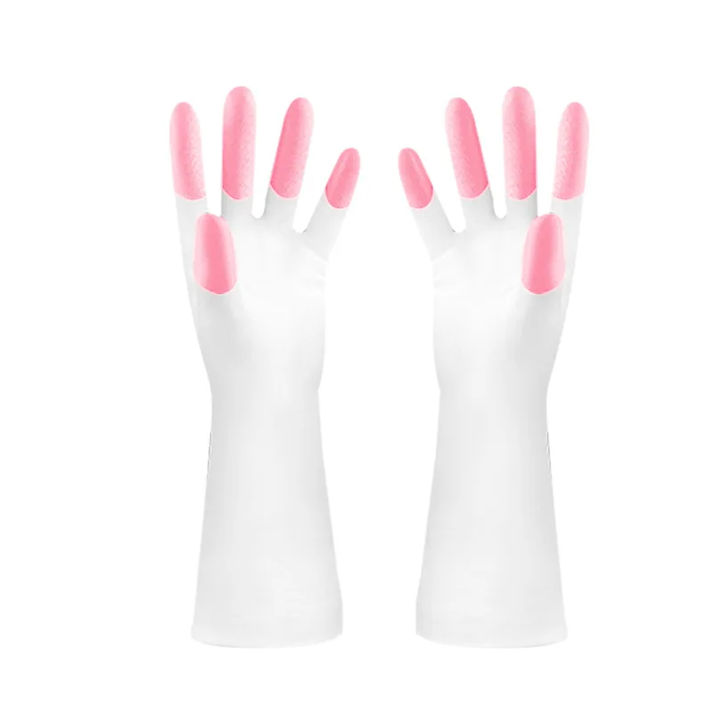 Кухонные перчатки для мытья посуды бытовые перчатки для мытья посуды резиновые перчатки для мытья одежды перчатки для посуды Инструмент для чистки кухни - Цвет: pink