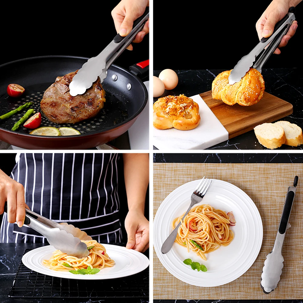 9/12/14/16 Inch BBQ Grilling Tong With Lock Stainless Steel Salad Bread Serving Tong Non-Stick BQ Tong Utensil Cooking Clip New H3512a6e502624741af3971f5e2f4b804S