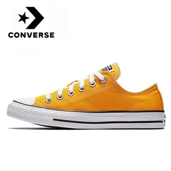 

Original Converse Chuck Taylor All Star Seasonal Color Low Top men and women unisex Skateboarding sneakers yellow canvas Shoes
