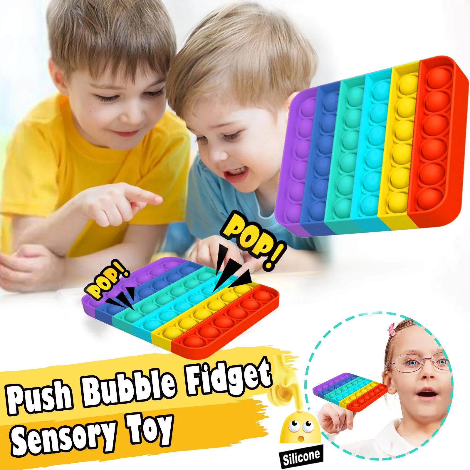 

Push Bubble Fidget Sensory Toy Autism Special Needs Stress Reliever Toy Helps Relieve Stress and Increase Focus Soft Squeeze