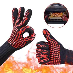 1 шт Высокое Температура устойчивый огонь для барбекю перчатки огнезащитных Non-slip огнеупорная решетка изоляции перчатки для микроволновой