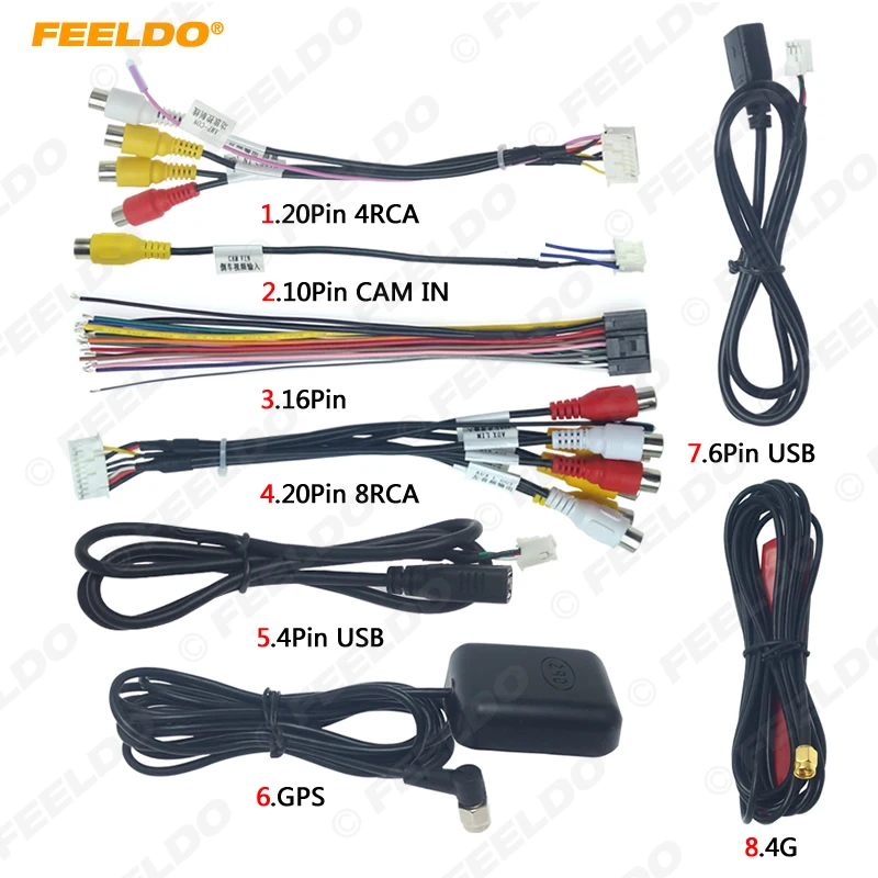 FEELDO головное устройство автомобиля стерео провода жгута наборы Совместимость для XY Авто Android интерфейс решения RCA USB аудио и видео кабель