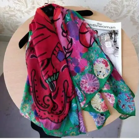 Весна и осень Испания DEG различные цветы дамы шарф подарки - Цвет: 6