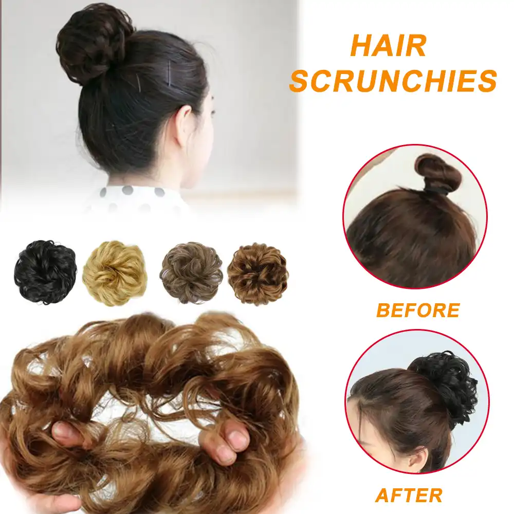 New Scrunchy Bun Up Do Hair Piece Hair Ribbon Ponytail Wavy Bleach