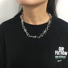 Wire Brambles Necklace Women Hip-hop Punk Style Barbed Wire Brambles Link Chain Choker Gifts for Friends Collares de Moda