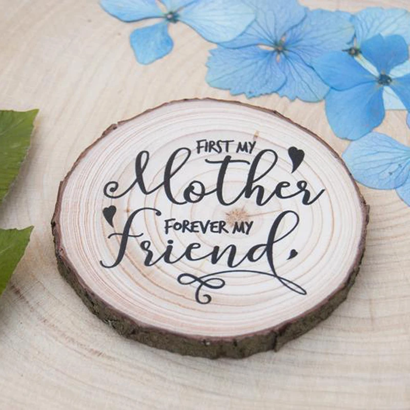 Mother's Day Cards, Wood Slice Magnet Gift, Unique engraved wood Crafts Ornaments Tree Bark Wooden Circles