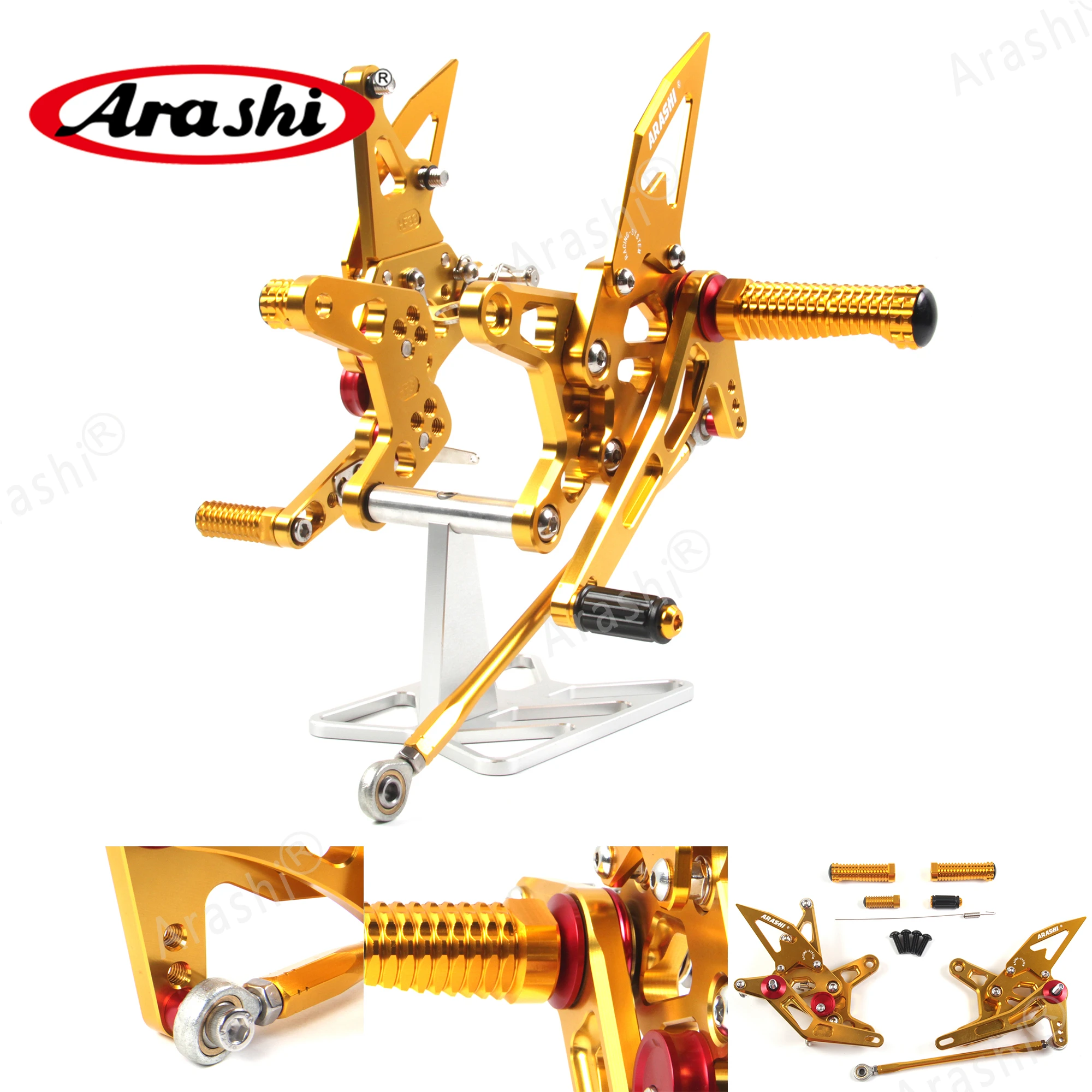 Arashi NINJA ZX6R ЧПУ Регулируемая подножка для ног для KAWASAKI ZX-6R NINJA 2007 2008 Rearset подставка для ног ZX 6R 07 08 ZX636 ZX 636