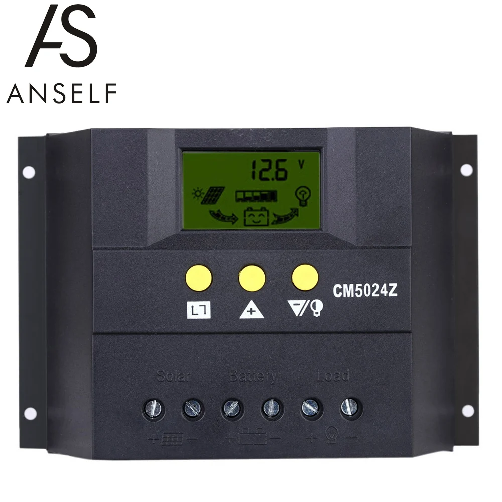 

Anself 50A 12V/24V Auto LCD Display Solar Charge Controller PWM Charging Auto Regulator Battery System for Street Lighting