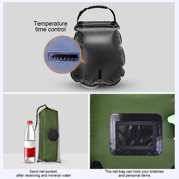 Water Bags Outdoor Camping Shower Bag Solar Heating Portable Folding Hiking Climbing Bath Equipment Shower Head Switchable 3