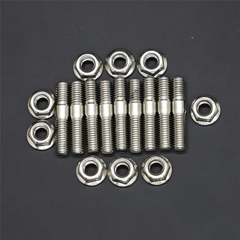 Auto Fasteners M8*40 Exhaust Manifold Stud Serrated Nuts Bolts Screws Honda Civic Acura Integra V3 B D Series Stainless Steel Exhaust Stud