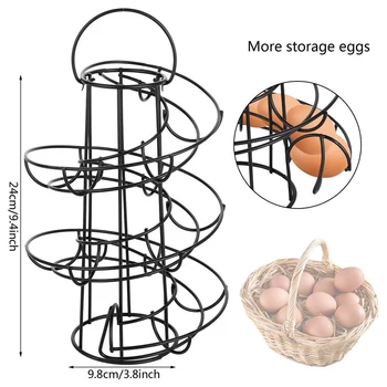 

Multi-functional Black Egg Frame Spiral Design Egg Basket Stainless Steel Art Practical Storage Frame
