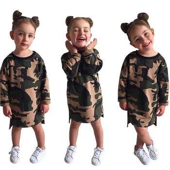 

Autumn Winter Clothes Kids Baby Girls Camouflage Pullover Casual Long Sleeve Dress Girls Dress Princess Dress 1-6T