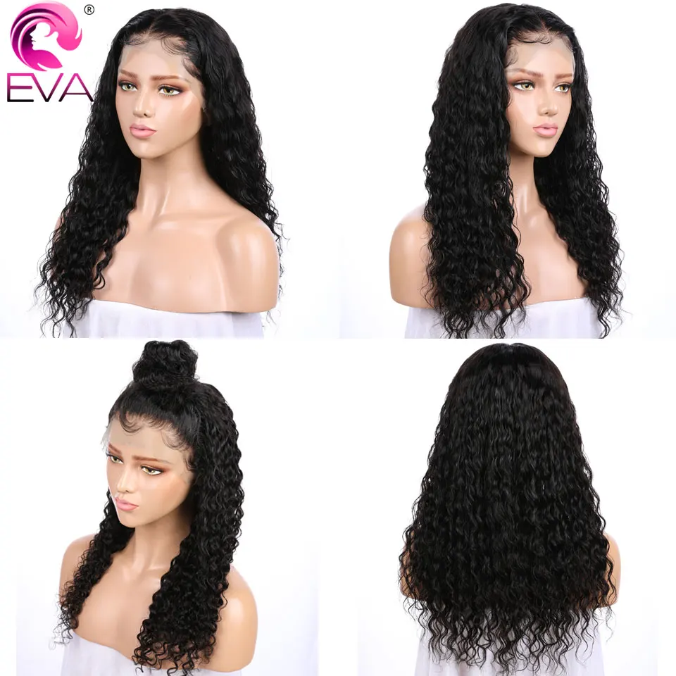 Eva волосы предварительно выщипанные полностью кружевные человеческие волосы парики с детскими волосами бесклеевые полностью кружевные кудрявые парики для черных женщин бразильские волосы remy
