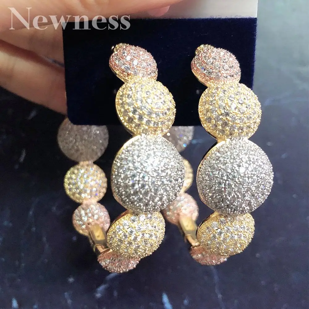 Серьги кольца Newness женские роскошные большие ювелирные украшения из прозрачного
