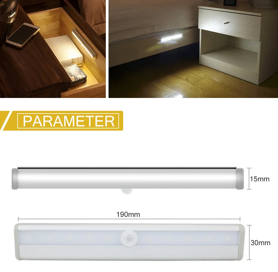 LED In Bed PIR Motion Sensor Light Cupboard Wardrobe Lamp Under Cabinet Night For Closet Stairs bajada de cama | Лампы и освещение