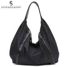 SC модная большая сумка для подгузников Моющиеся Водонепроницаемые Наплечные сумки женские Хобо нейлон и кожа мягкая повседневная черная подушка сумка женская сумка