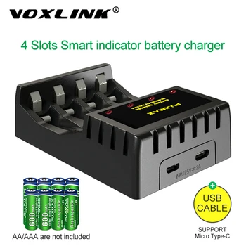 

VOXLINK NI-MH AA AAA 4 Slots smart indicator battery charger for lithium-ion rechargeable battery portable charger with cable
