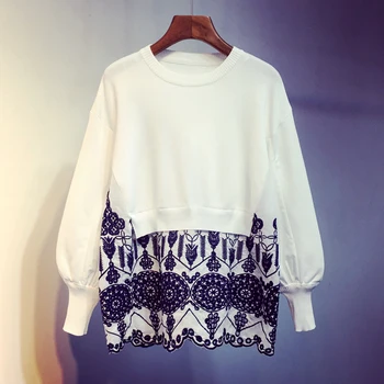 

SONDR 2020 Spring Autumn New Casual Wild Thin Loose Full Sleeve Round Collar Women's Fake Two Pullover Knitted Sweater