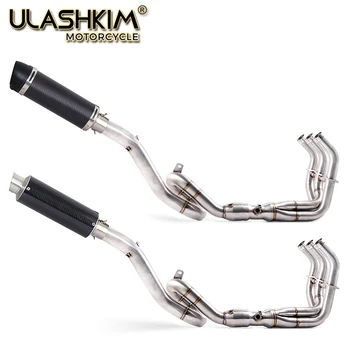 

Motorcycle Carbon Fiber Exhaust Muffler Full System Contact Middle Pipe Slip On For Yamaha MT09 TRACER FZ09 MT-09 2014-2018