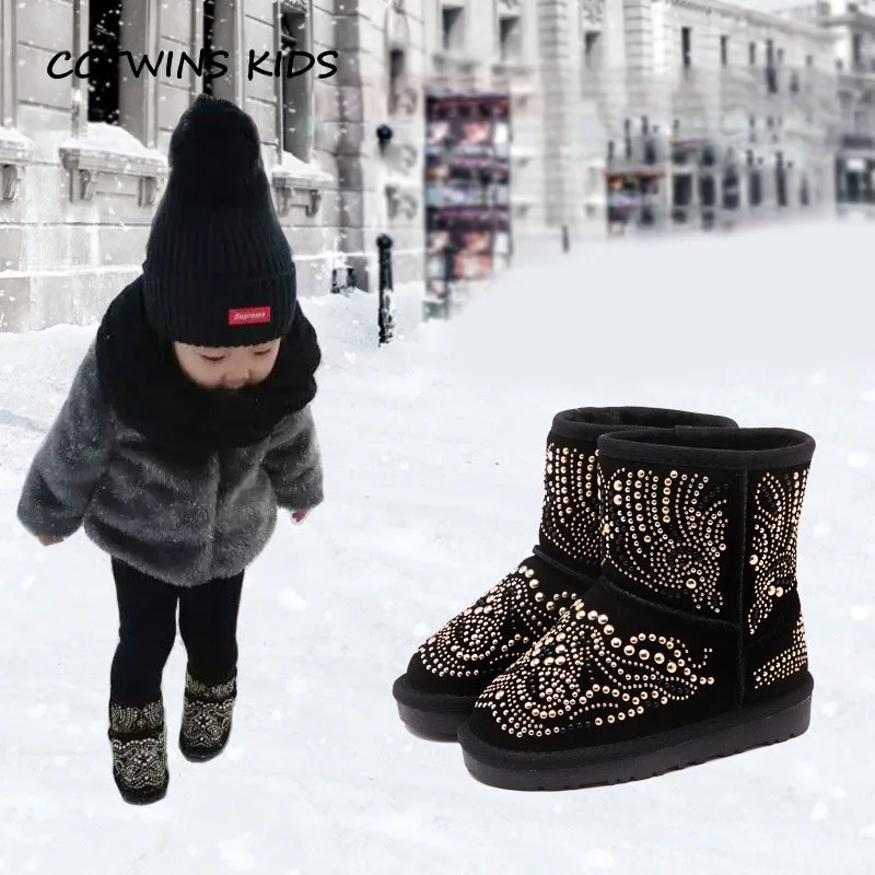 CCTWINS/ г.; зимние модные детские ботинки из овечьей кожи; брендовые теплые шерстяные зимние ботинки для маленьких девочек; кожаная обувь для маленьких мальчиков; CS1540