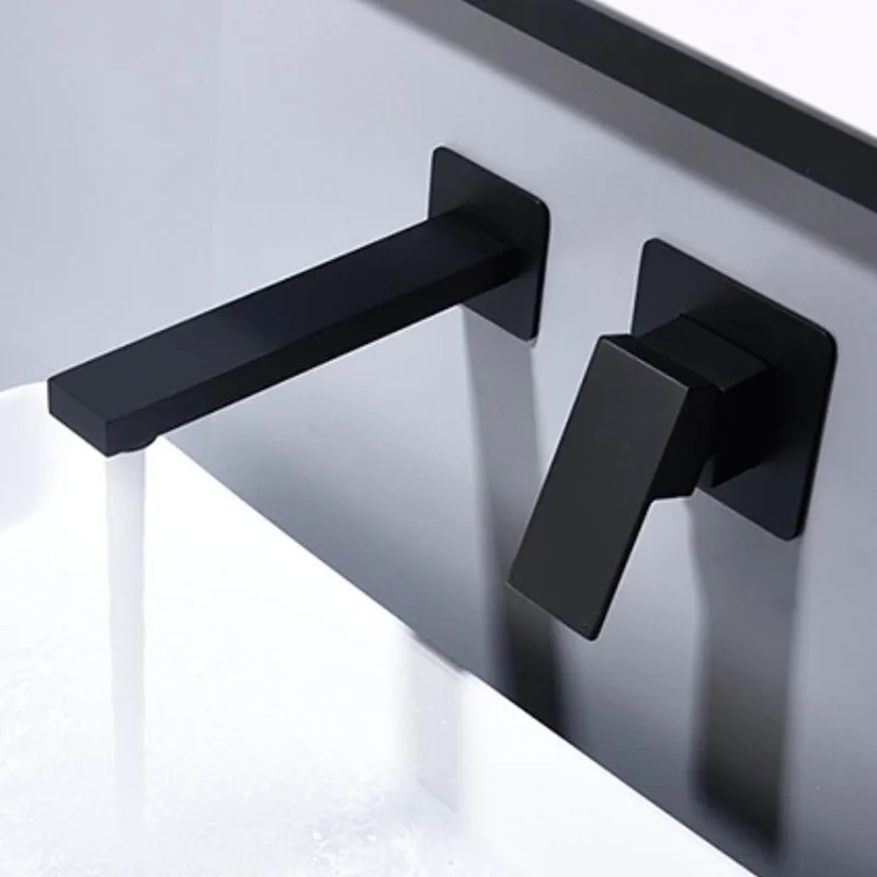 Black Wall Mounted Bathroom Basin Sink Faucet Waterfall Bathtub Single Handle Solid Brass Hot & Cold Mixer Tap