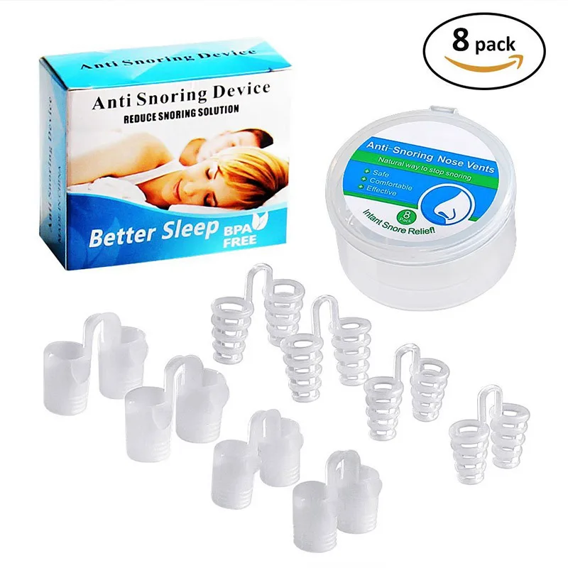 8Pcs/Box Anti Snoring Breathe Easy Sleep Nose Clip Snore Stopper Aid Nasal Dilators Device Congestion Aid No Strips Cones