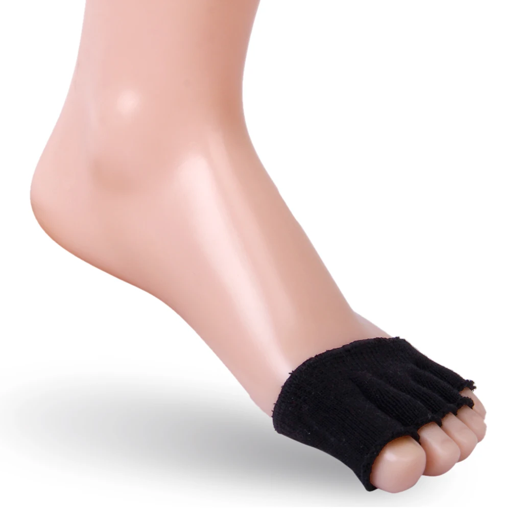 6 Pairs  Unisex Soft Open-Toed 5-Toe Heelless Half Boat Socks Separate Straighten Half Toe Sock Forefoot Support Pads