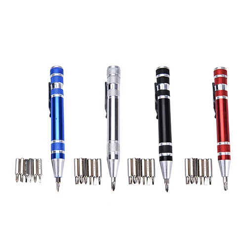 Pen Style Mini Torx Slotted Screw Driver Portable Multi-Tool  8 In1 Aluminum Precision Screwdriver Set  For Mobile Repair Tools