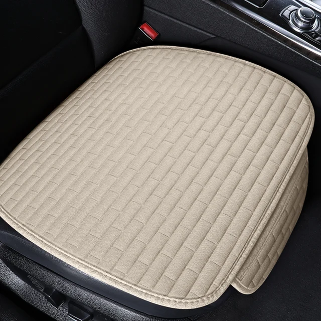 Car seat cover front/rear flax seat protect cushion automobile seat cushion protector pad car covers mat protect Beige 1PCs