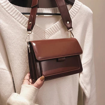 

Small Pu Leather Flap Crossbody Bag For Women 2020 Vintage Solid Laides Shoulder Bags Girl Cluth Purses And Handbags Square