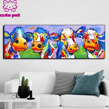 

diy full square round diamond painting Animal color cow diamond Cross Stitch embroidery crystal diamond decoration salon large