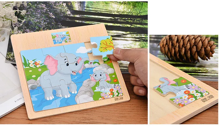 Дети Мальчики деревянные мультфильм животных трафика когнитивные головоломки для детей девочек головоломки в возрасте от 3 до 6 лет MG150
