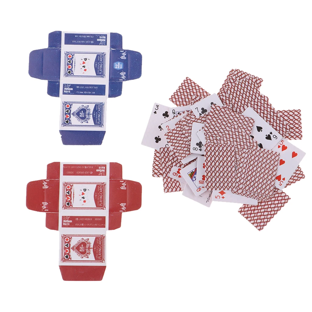 Miniature Full Deck of Playing Cards Poker for 1/6 1/12 Scale Dollhouse Kit Accessory
