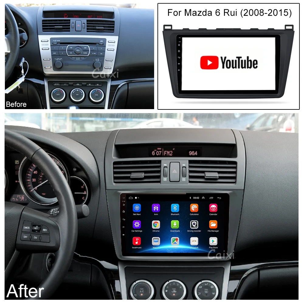 Автомобильный мультимедийный плеер CAIXI 2DIN Android 9 0 Авторадио для Mazda 6 Rui wing 2007 2008 2009