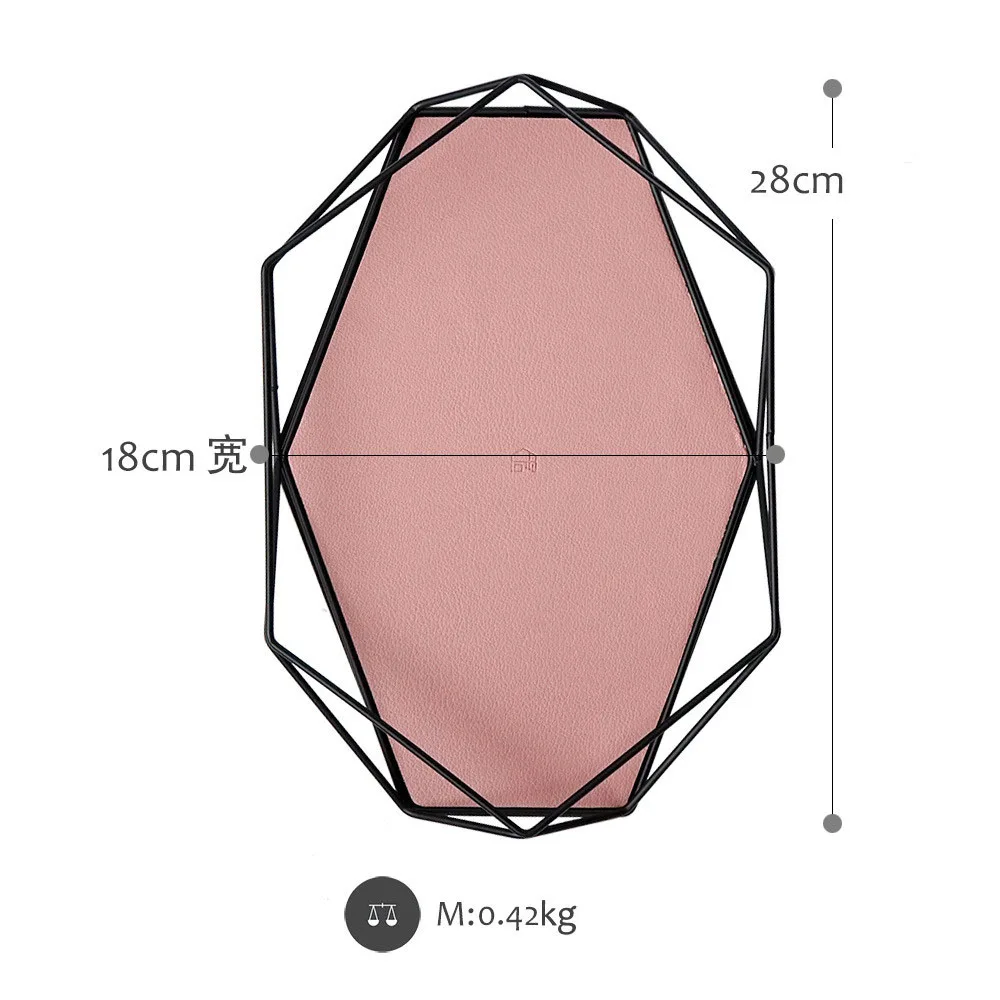 Скандинавский поднос для хранения домашнего декора крыльцо ключ органайзер поднос из искусственной кожи Ювелирные Изделия Дисплей Поднос настольный десертная тарелка - Цвет: Pink
