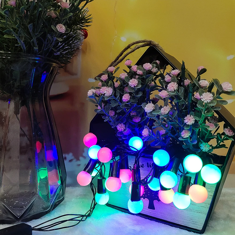 

20 LED Ball& Star String Lights Plug in Fairy String Lights Waterproof Extendable for Indoor Outdoor Ramadan Wedding Party Chris