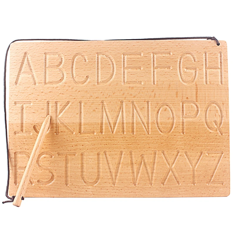 Montessori Aphabet Uppercase & Lowercase Teaching Aids Writing Board Beech Wood English Writing Practice Training Kindergarten 3