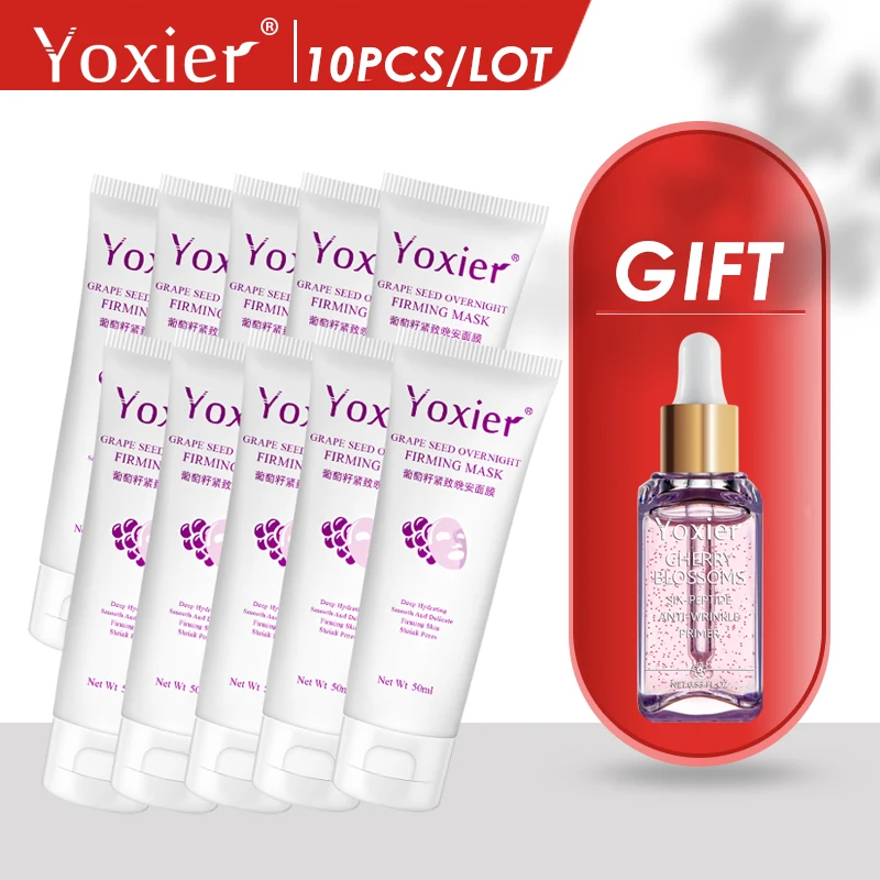 Yoxier 10 шт. маски для лица с гиалуроновой кислотой виноградных косточек Ночная