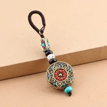 Pingente de buda tibetano chaveiro om ohm aum budista mantra sinal yoga charme carro chaveiro para as mulheres nepal étnico jóias(China)