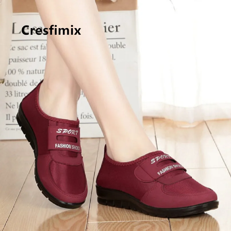 Cresfimix zapatos de mujer; женские классические туфли на плоской подошве без застежки; цвет красный, винный; красивые женские черные балетки; коричневые танцевальные туфли в стиле ретро; a5527