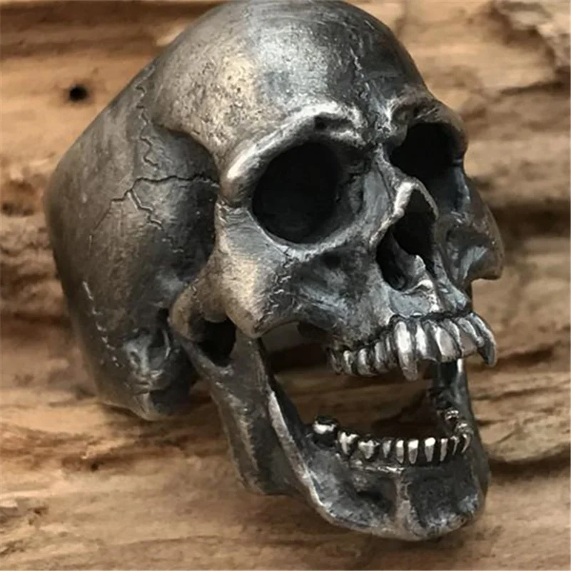 Gothic Punk Satanic Devil Skull Ring Vintage Steampunk Men's Stainless Steel Ring Hiphop Motorcycle Rock Biker Jewelry Wholesale 