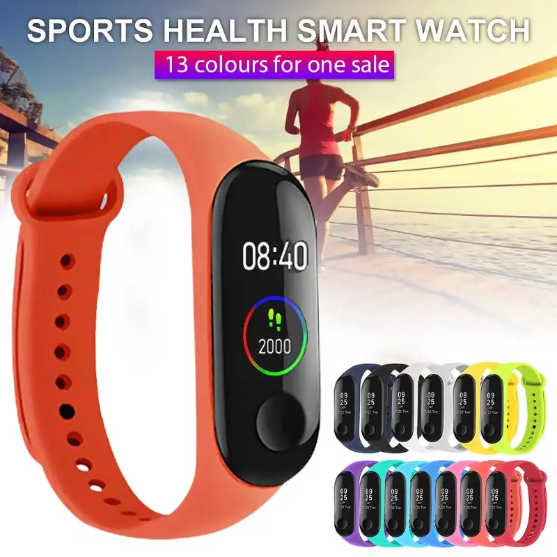 Сменный Регулируемый силиконовый ремешок ALLOYSEED для часов Xiaomi Mi Band 3/4 аксессуары