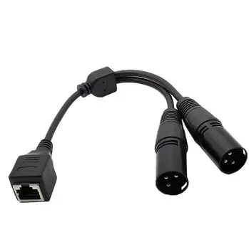 

2* XLR 3 Pin Male To RJ45 Female Network Adapter Short Connector Cable 0.25m