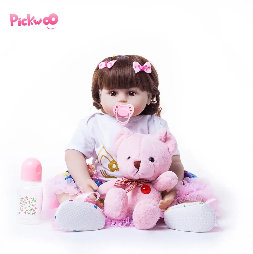 Pickwoo 18 дюймов 48 см bebes кукла-реборн для маленьких девочек Мягкие силиконовые куклы Boneca reborn Brinquedos Bonecas подарки на день детей игрушки